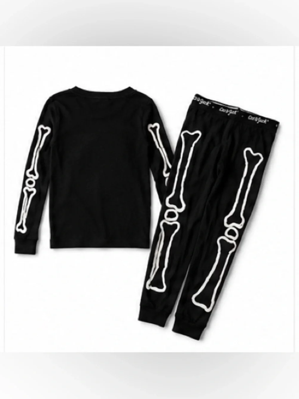 Cat & Jack Glow in Dark Skeleton Halloween Pajama Set Costume Candy Corn Kids 6